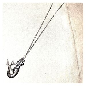 EUC Silver Tone Laghcat Mermaid long Necklace
